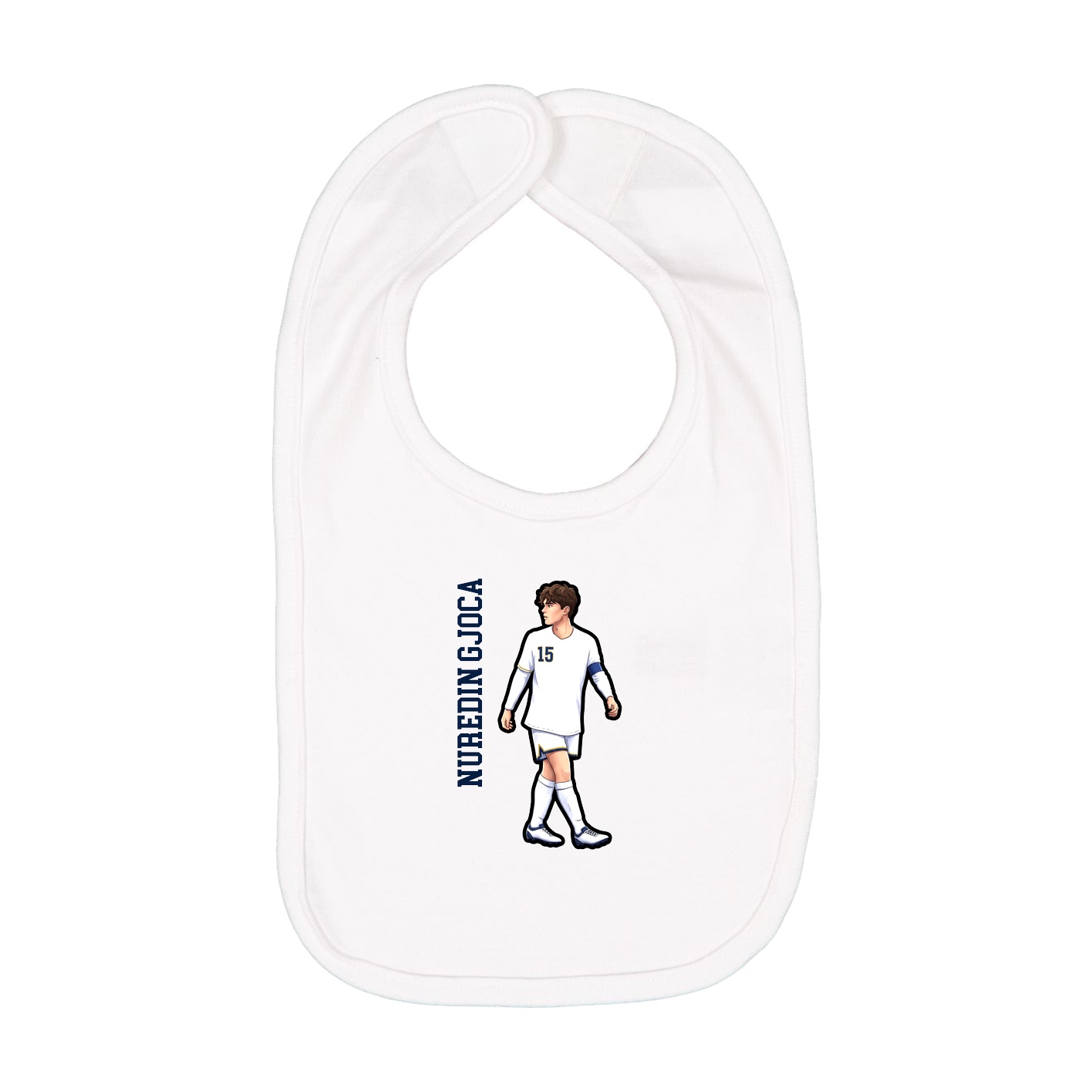 Infant Bib — Name Vertical in White