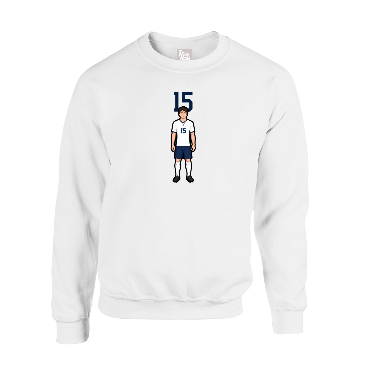 Fleece Crew — Number Top in White
