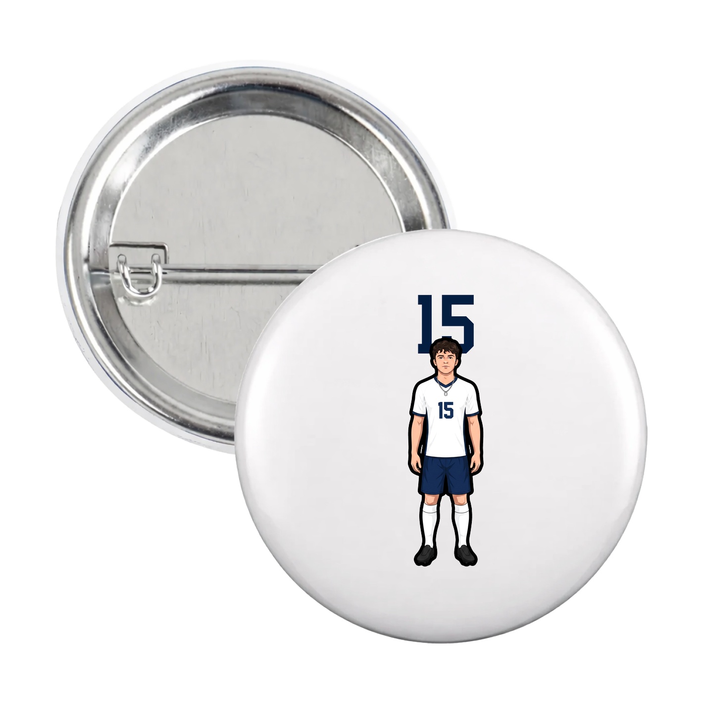 Game Day Button — Number Top in White