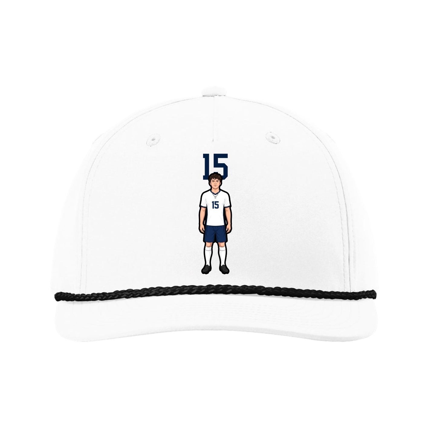 Five-Panel Classic Rope Cap — Number Top in White