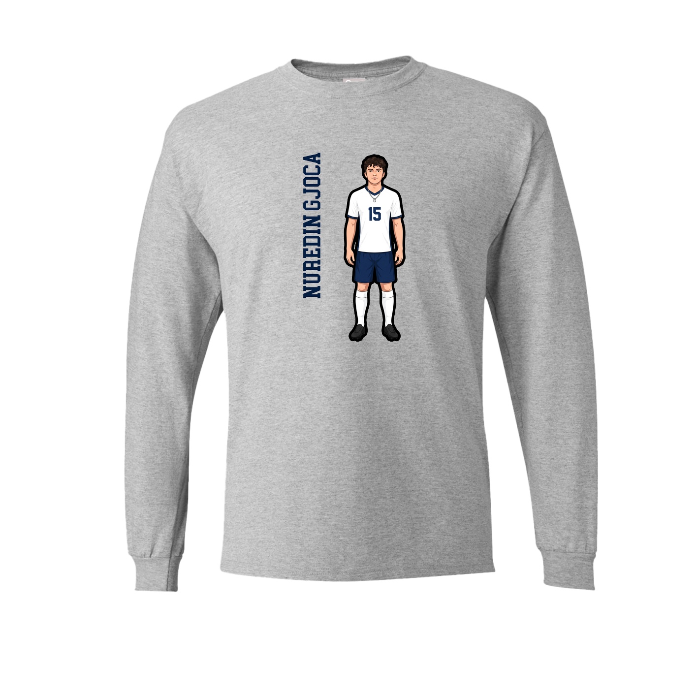 Long Sleeve Tee — Name Vertical in Grey