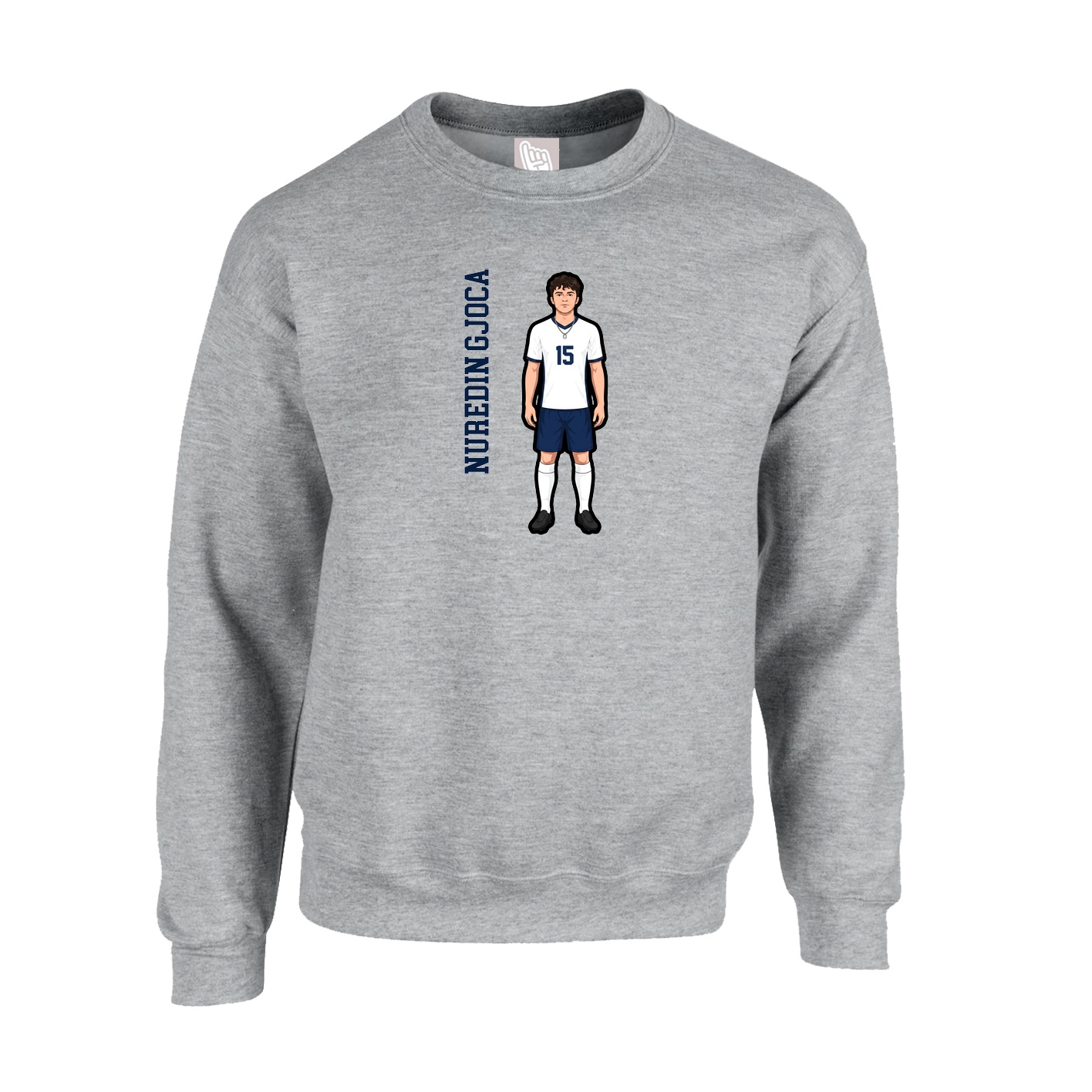 Fleece Crew — Name Vertical in Grey