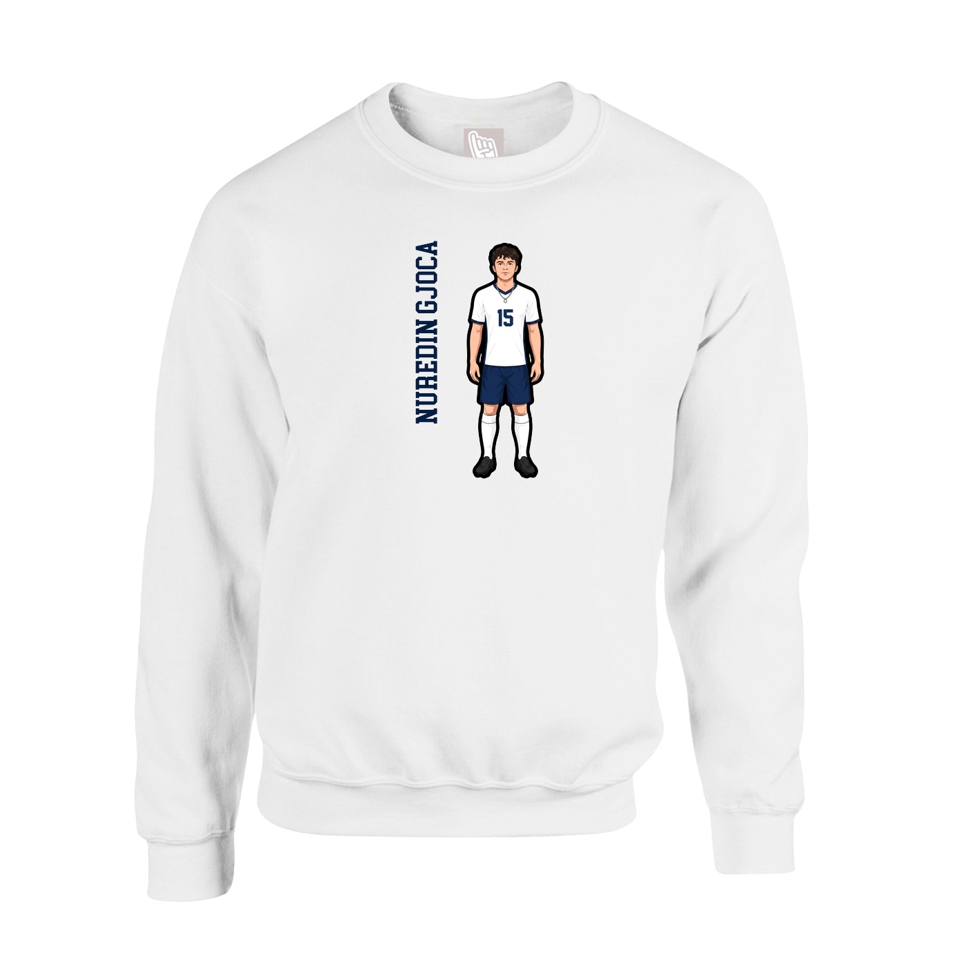 Fleece Crew — Name Vertical in White