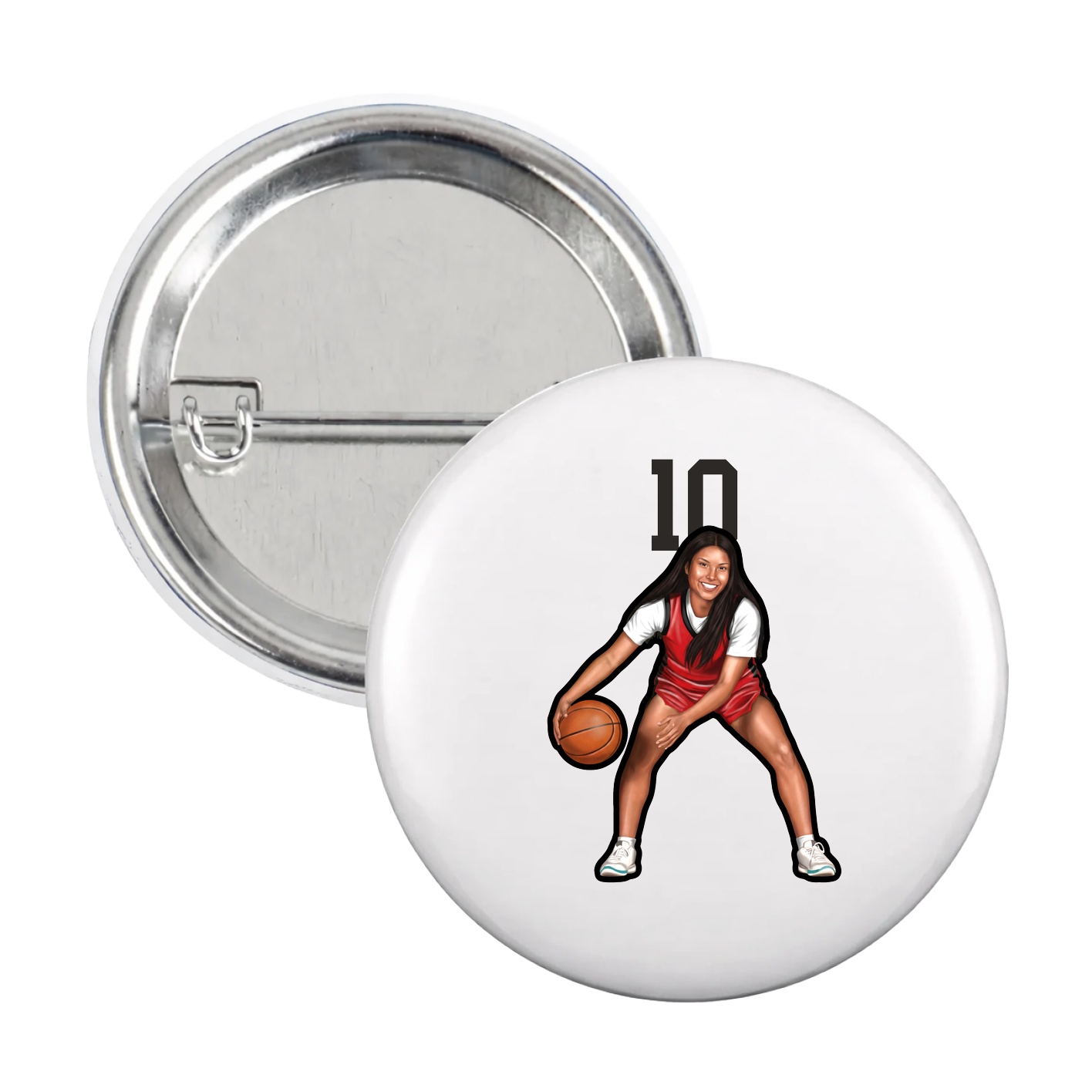 Game Day Button — Number Top in White