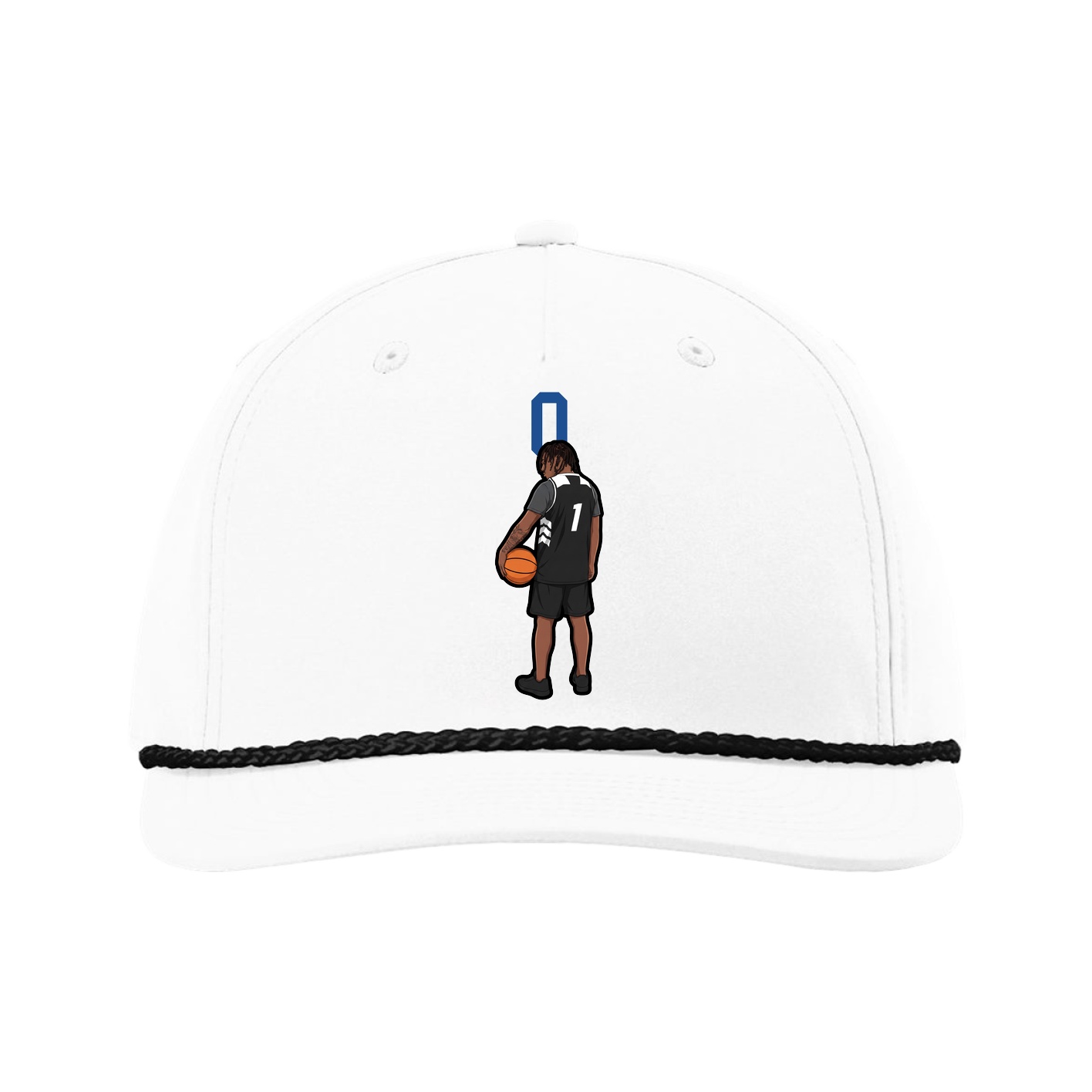 Five-Panel Classic Rope Cap — Number Top in White
