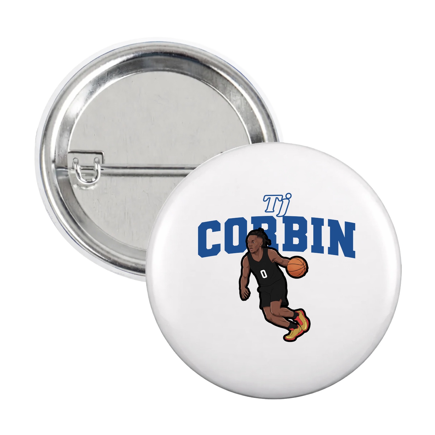 Game Day Button — Name Arch in White