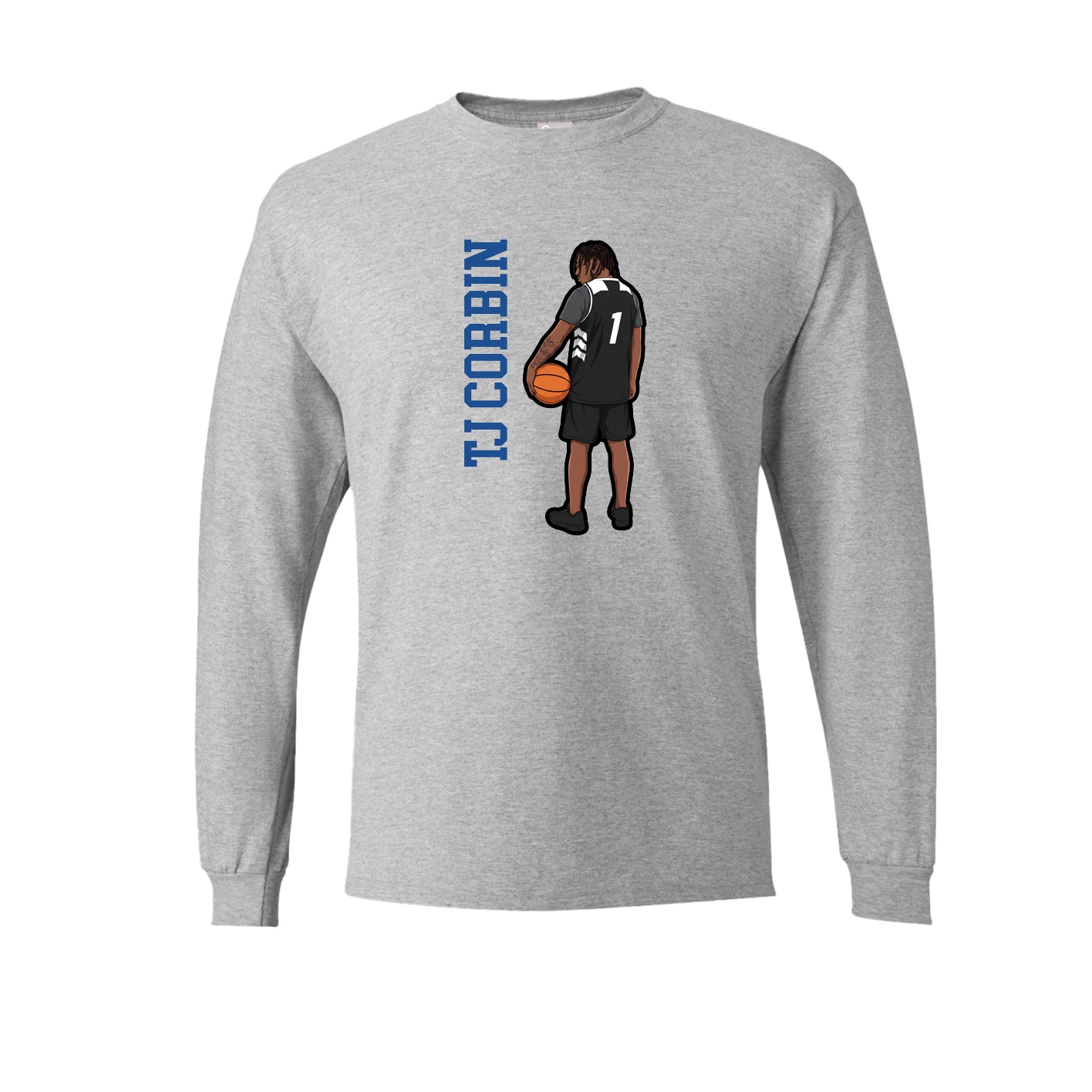 Long Sleeve Tee — Name Vertical in Grey