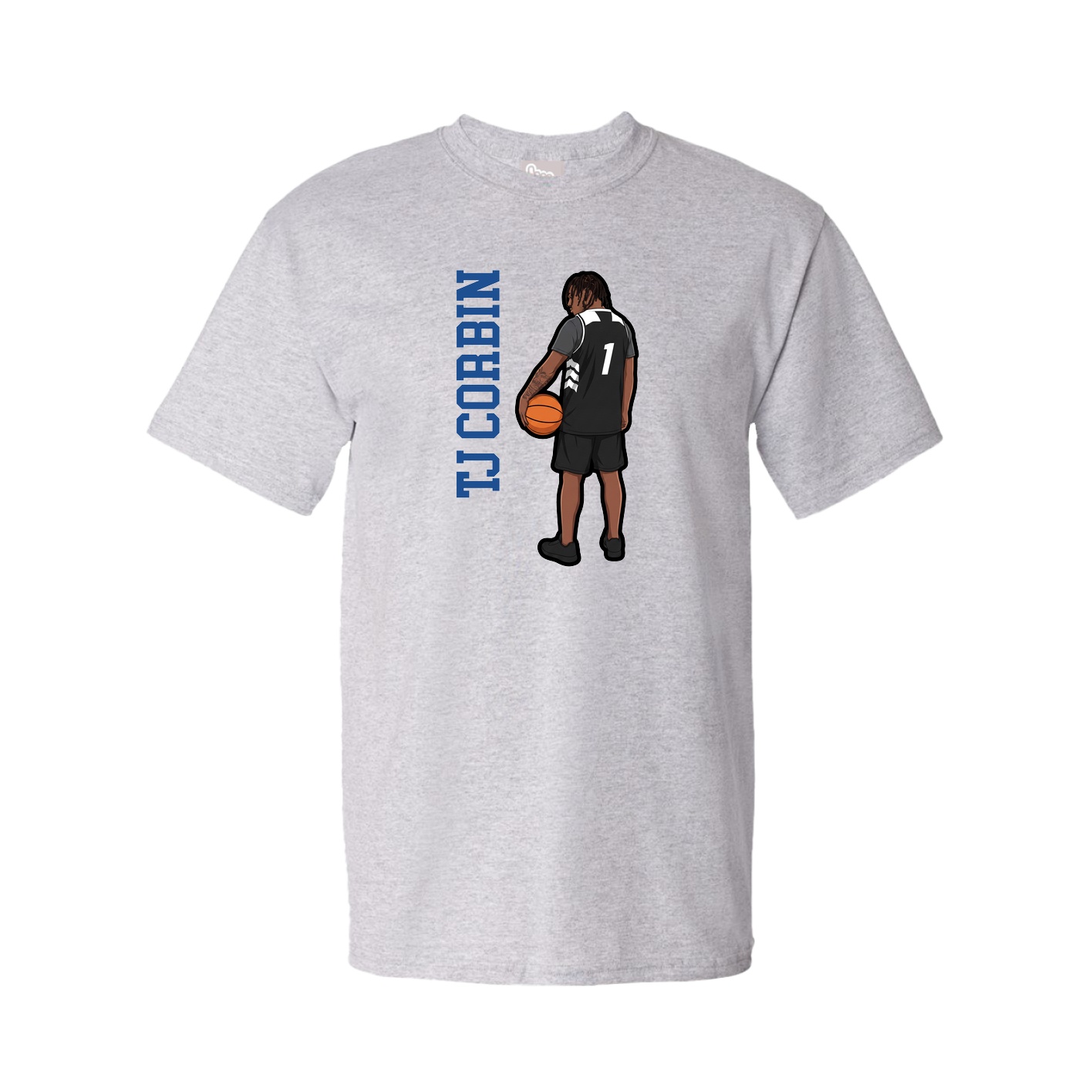 Youth Tee — Name Vertical in Grey