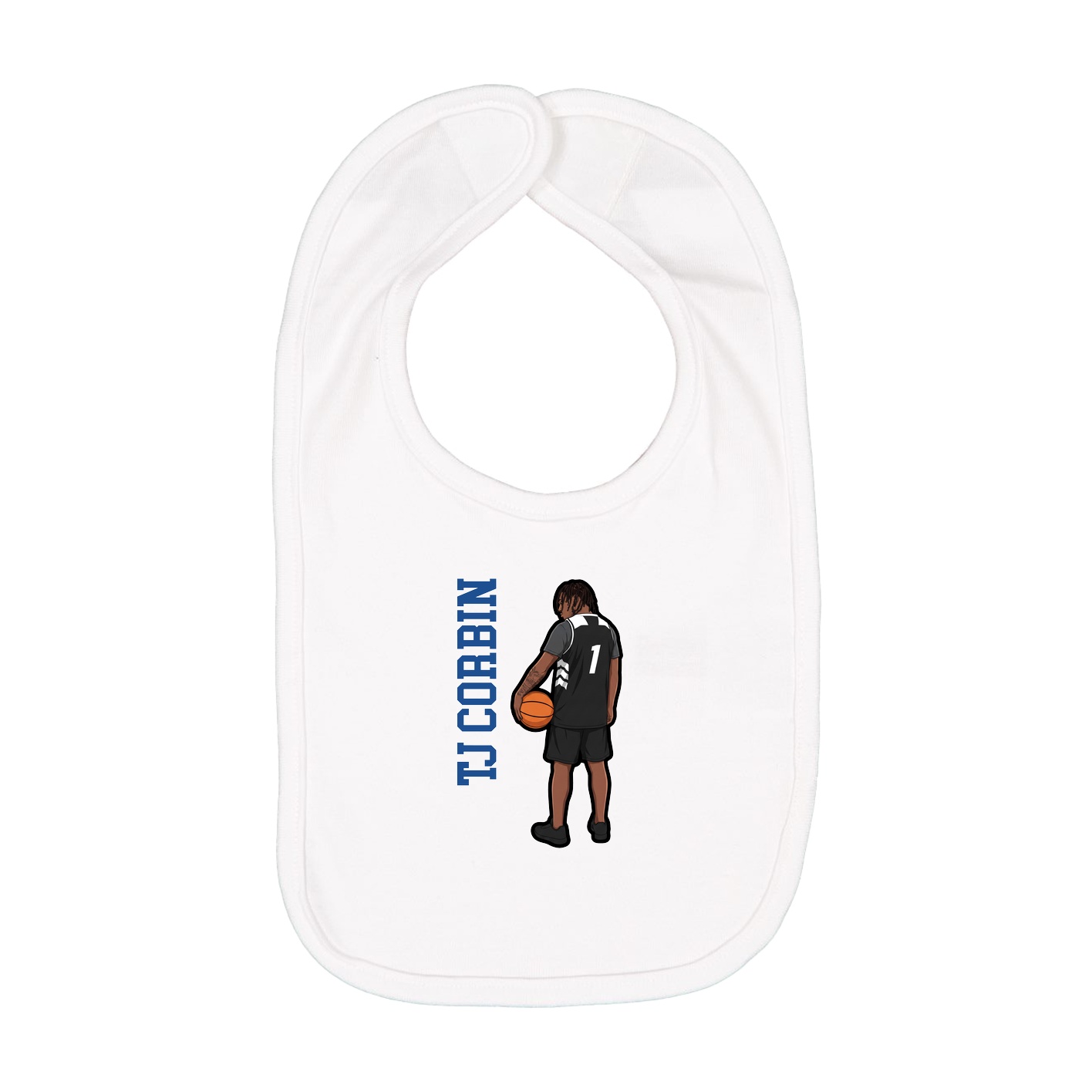 Infant Bib — Name Vertical in White