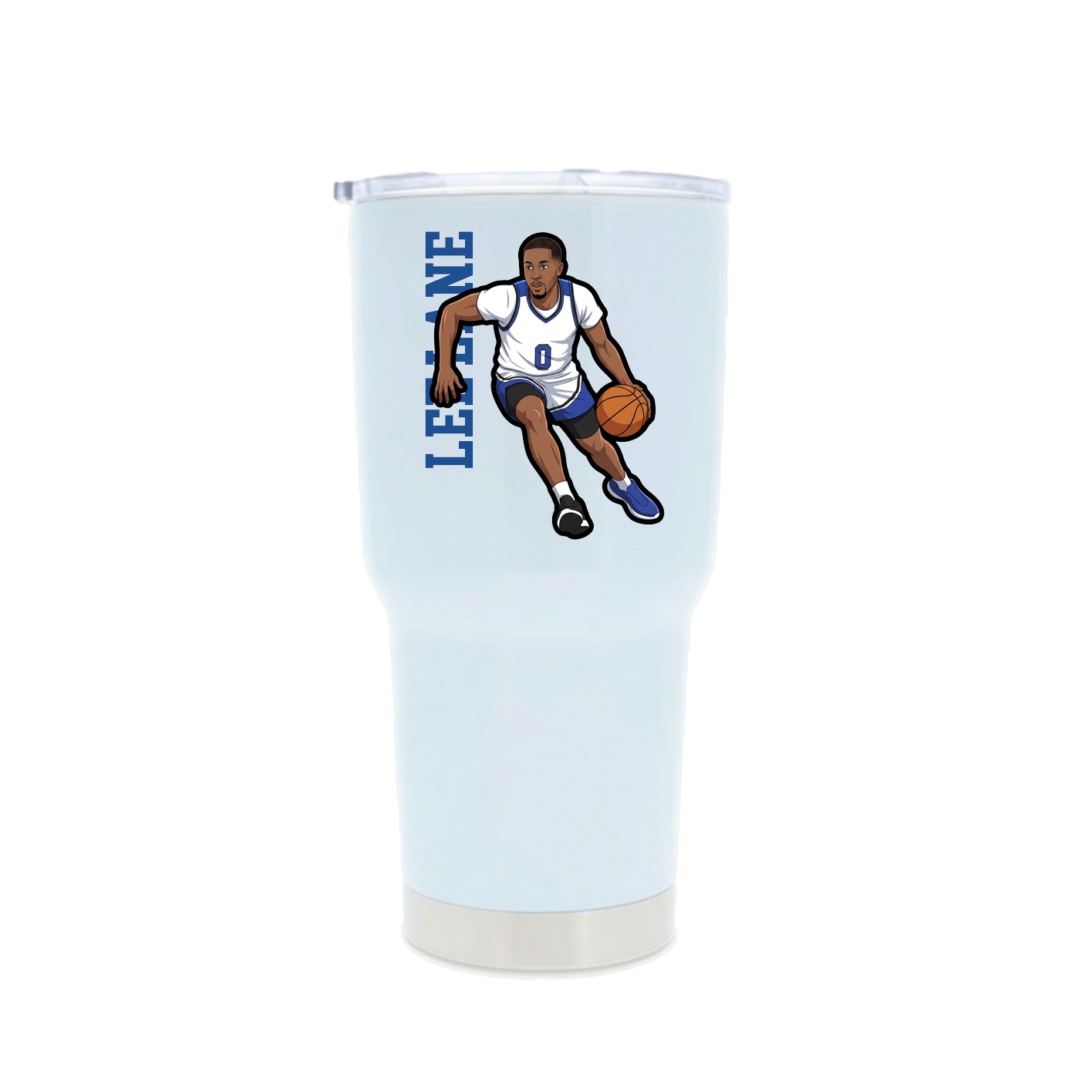 30oz Stainless Steel Tumbler — Name Vertical in White