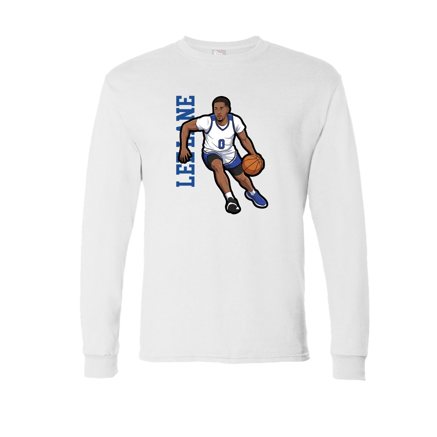 Long Sleeve Tee — Name Vertical in White