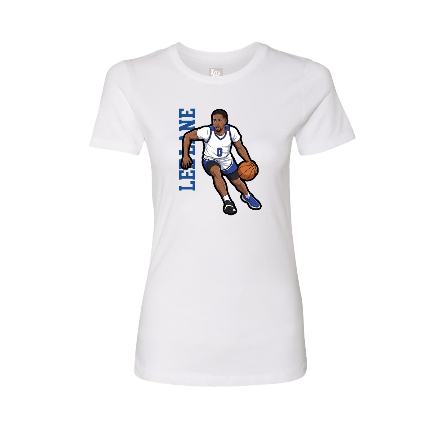 Fitted Women's Tee — Name Vertical in White