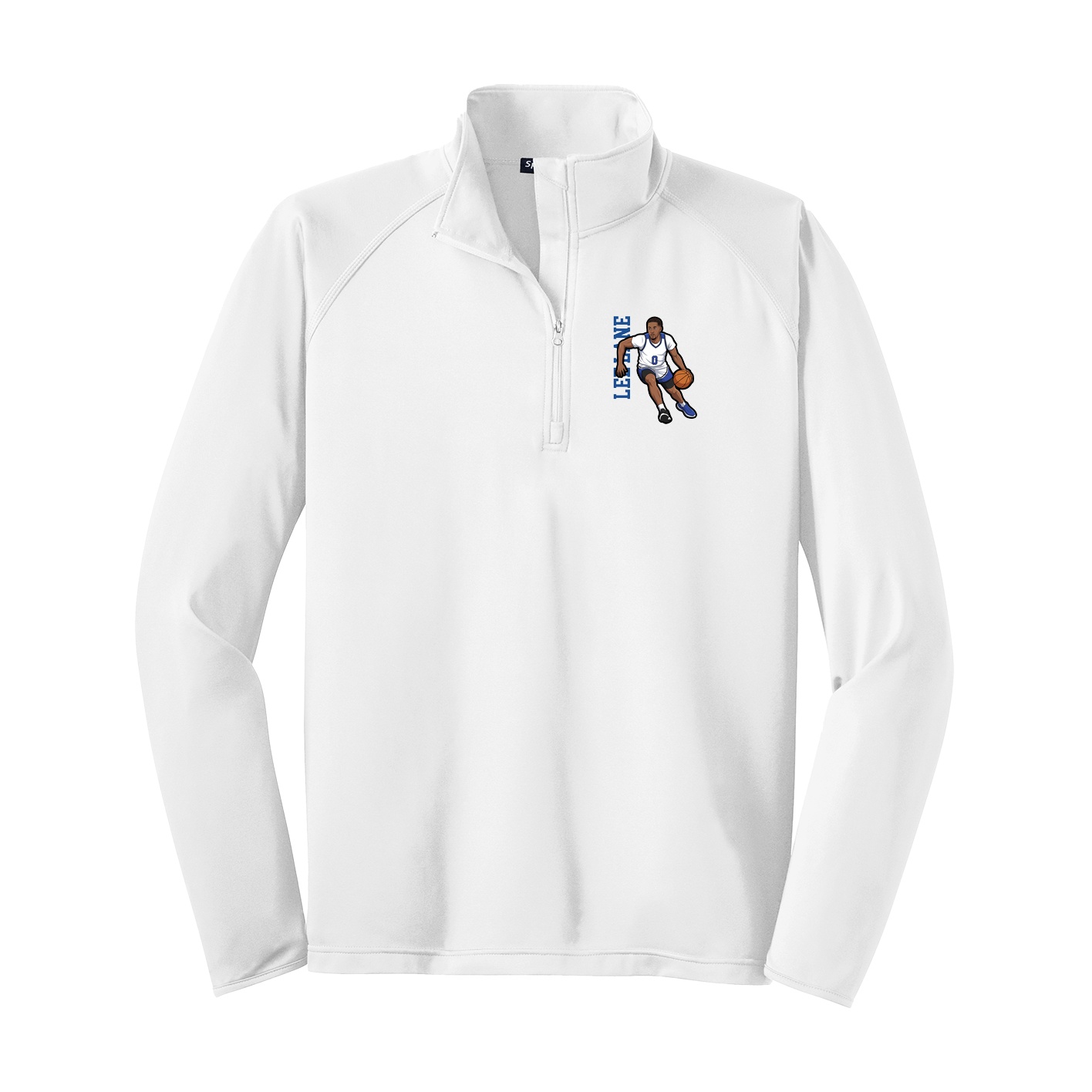 Q-Zip Pullover — Name Vertical in White