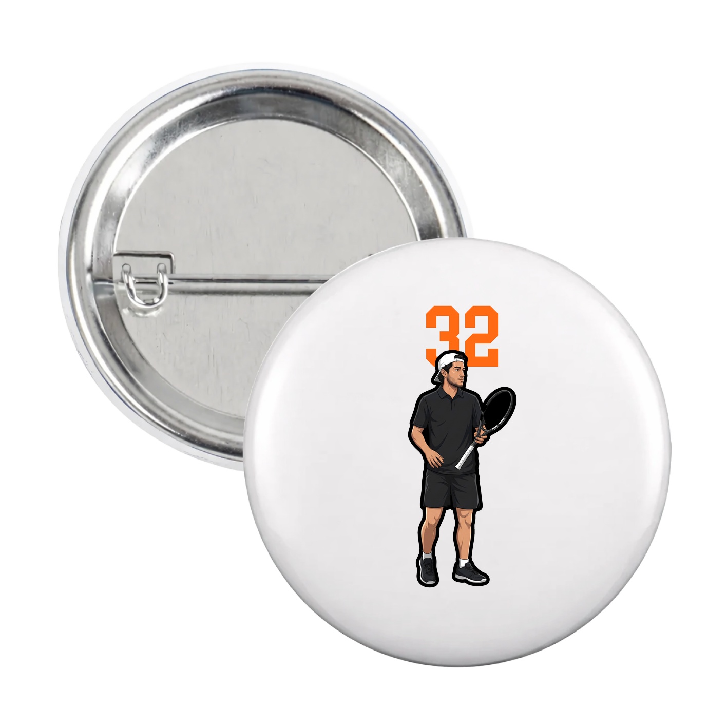 Game Day Button — Number Top in White
