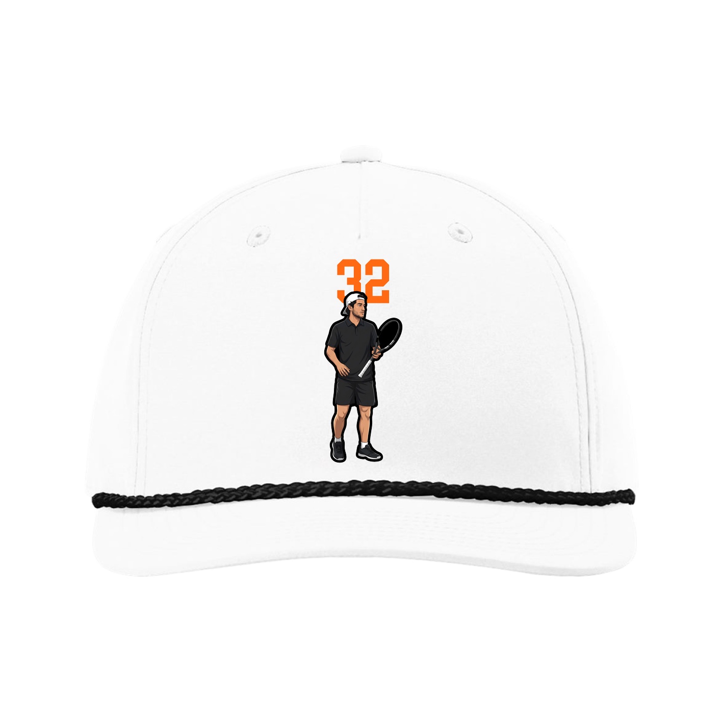 Five-Panel Classic Rope Cap — Number Top in White