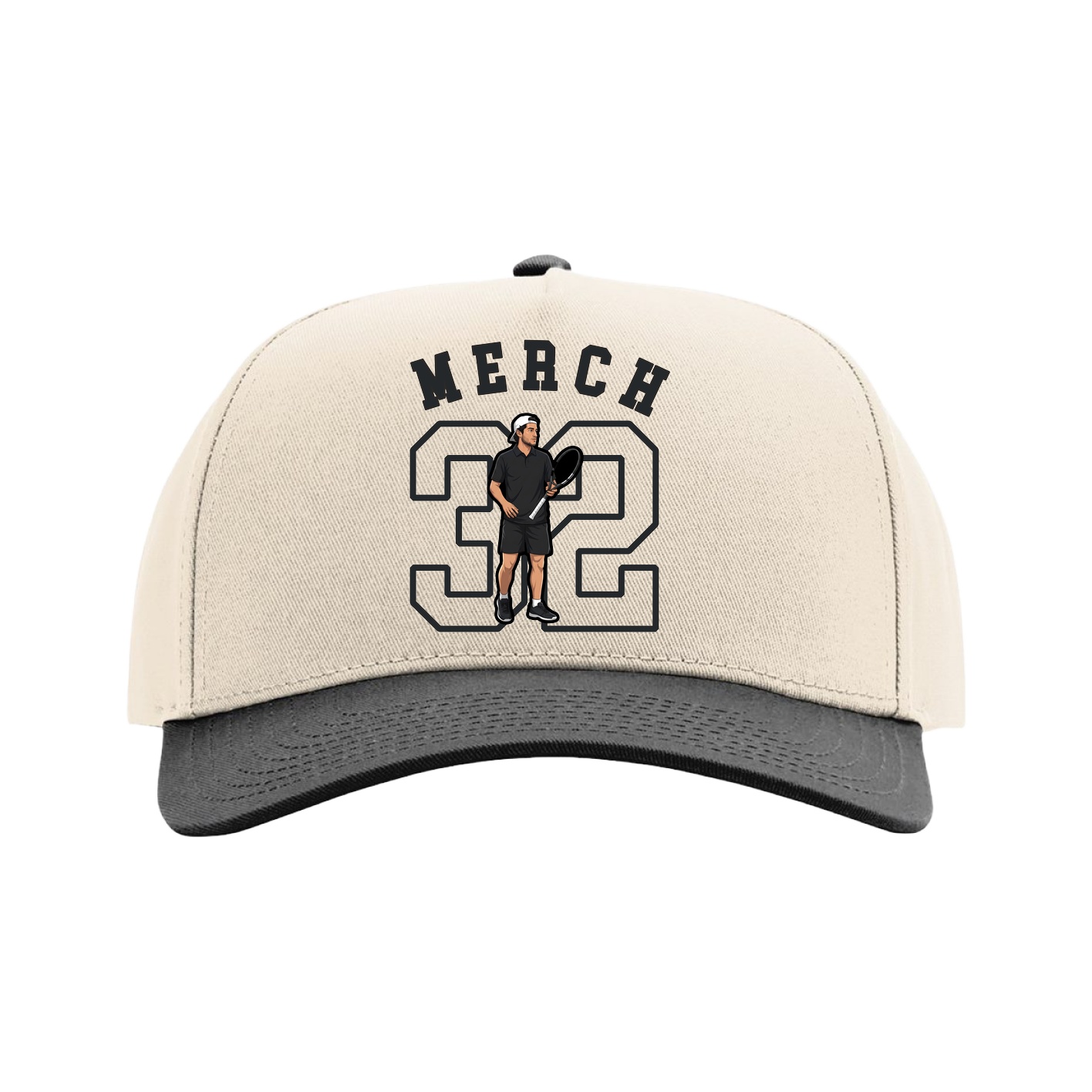 Full Fabric Five-Panel Champ Cap — Shirsey Arch in Cream/Black