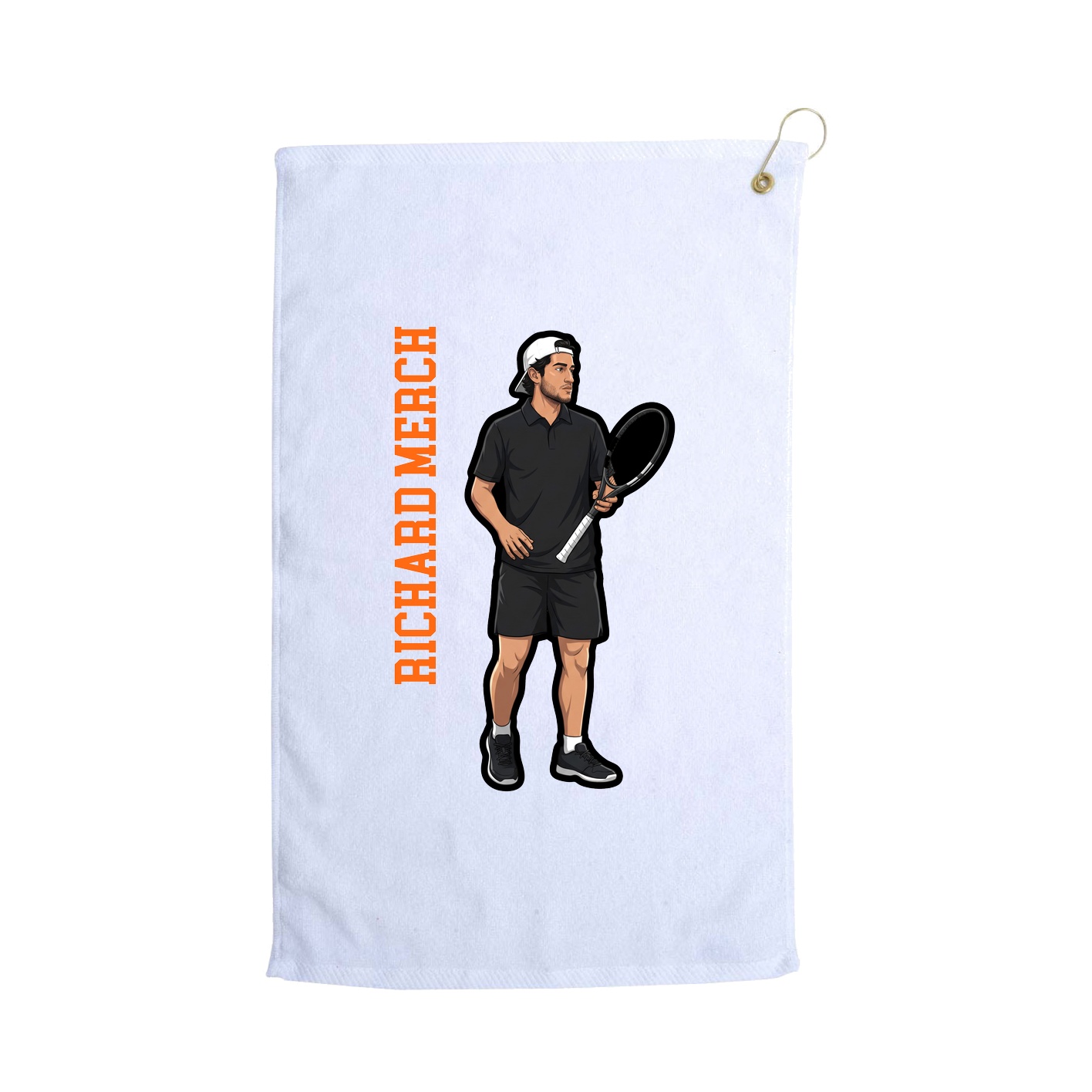 Golf Towel — Name Vertical in White