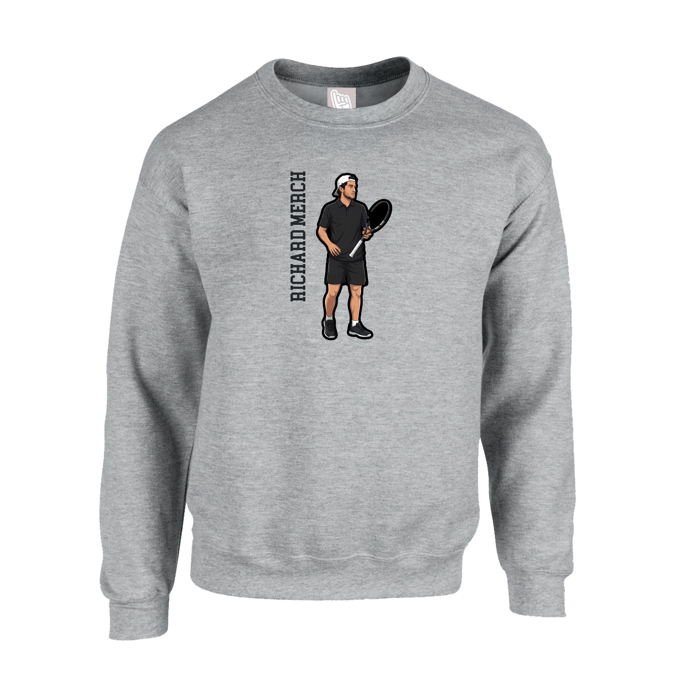 Fleece Crew — Name Vertical in Grey