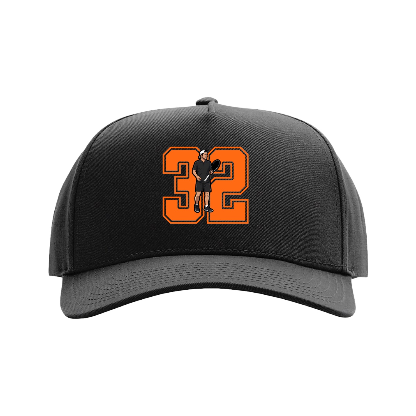 Full Fabric Five-Panel Champ Cap — Number in Black