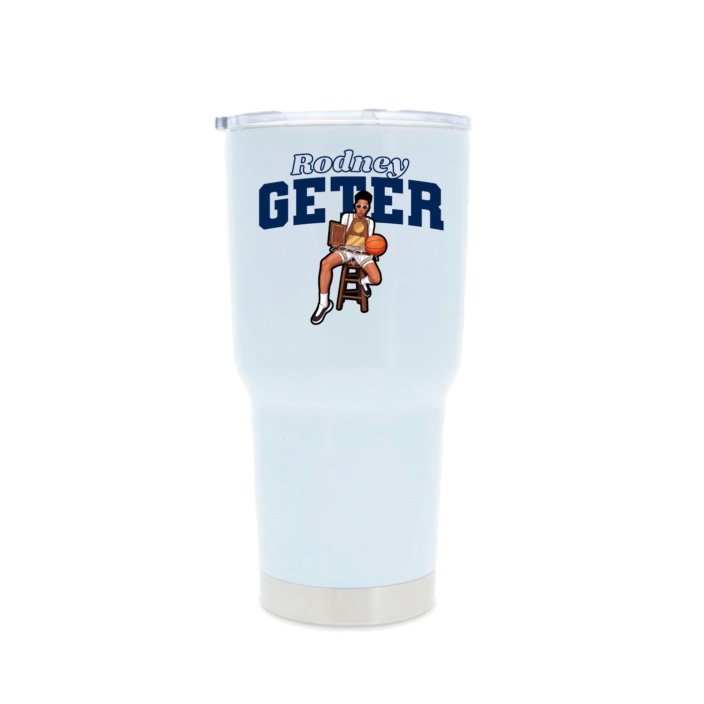 30oz Stainless Steel Tumbler — Name Arch in White
