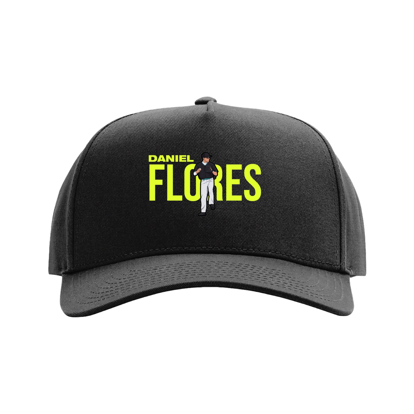 Full Fabric Five-Panel Champ Cap — Player Name in Black