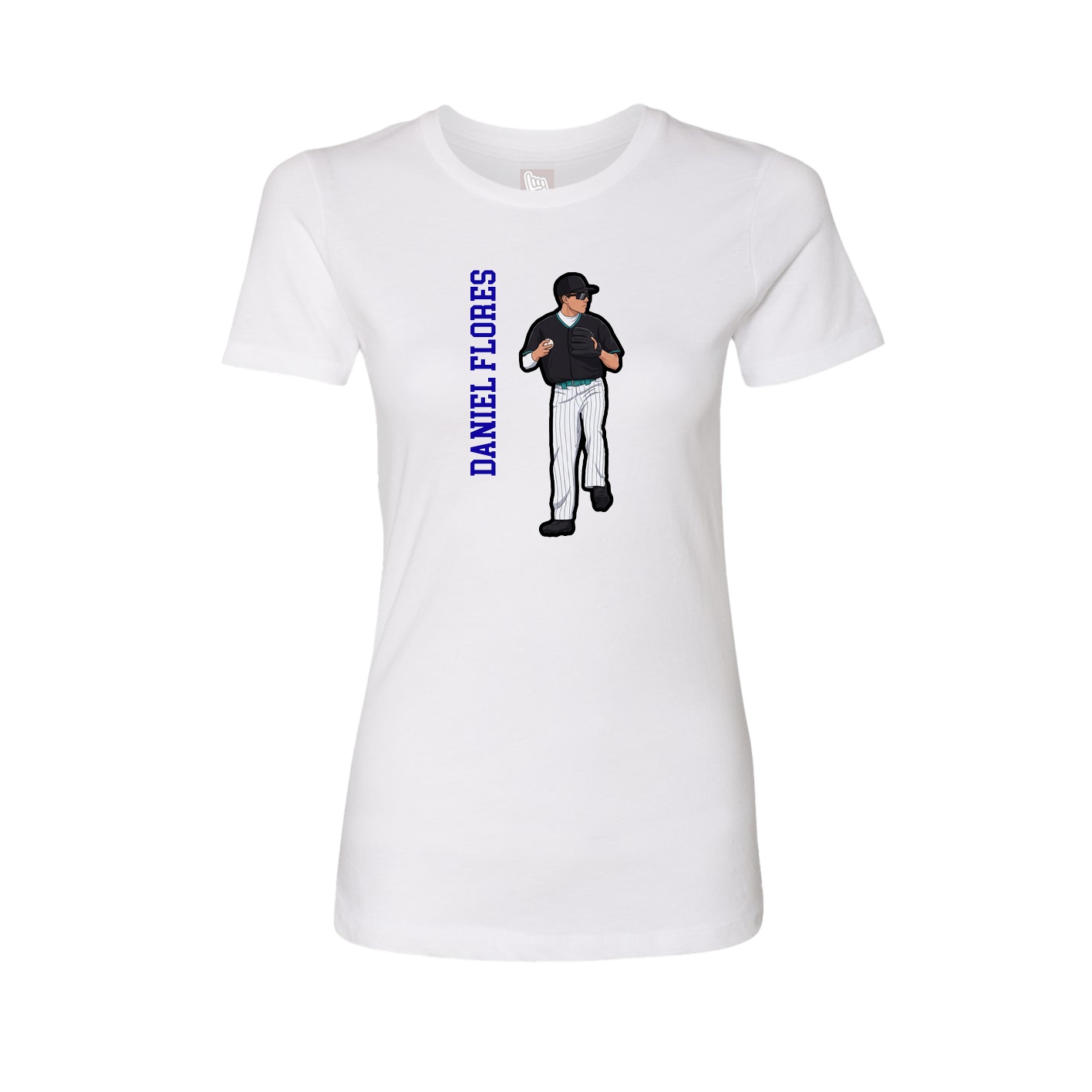 Fitted Women's Tee — Name Vertical in White