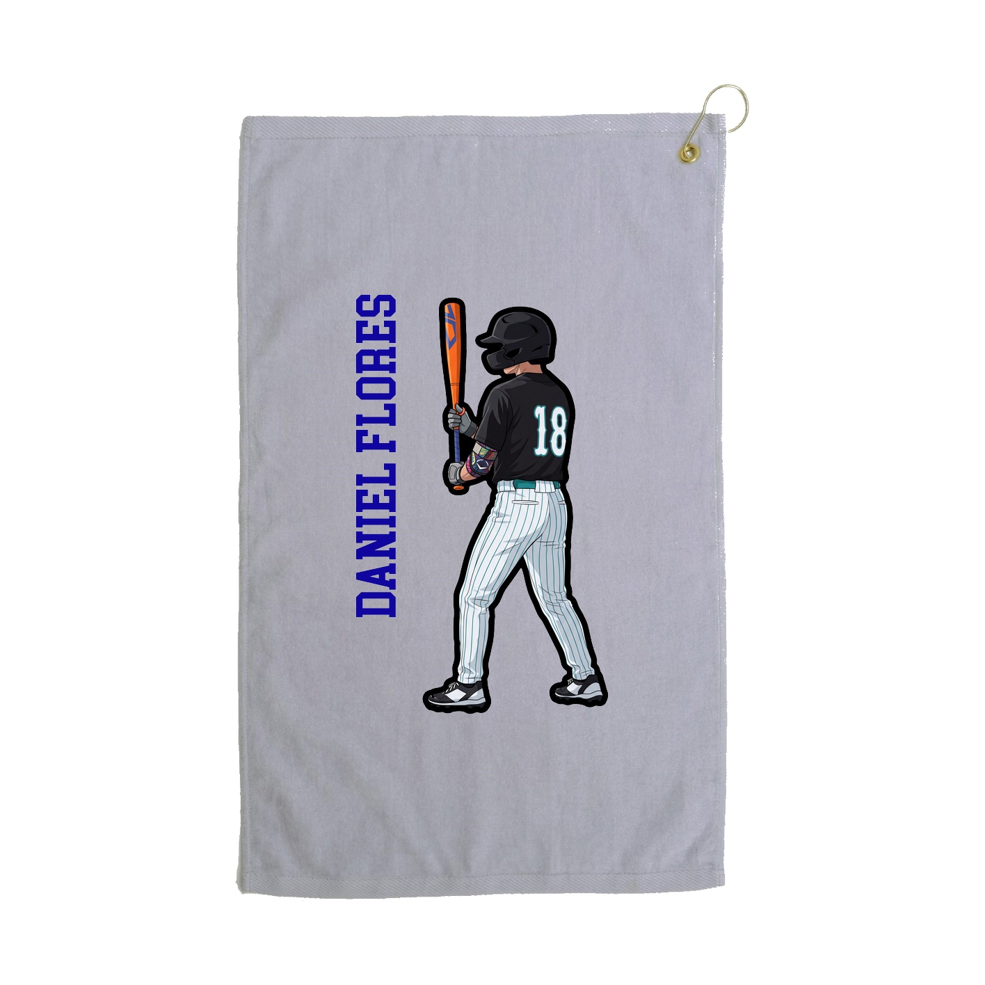 Golf Towel — Name Vertical in Grey