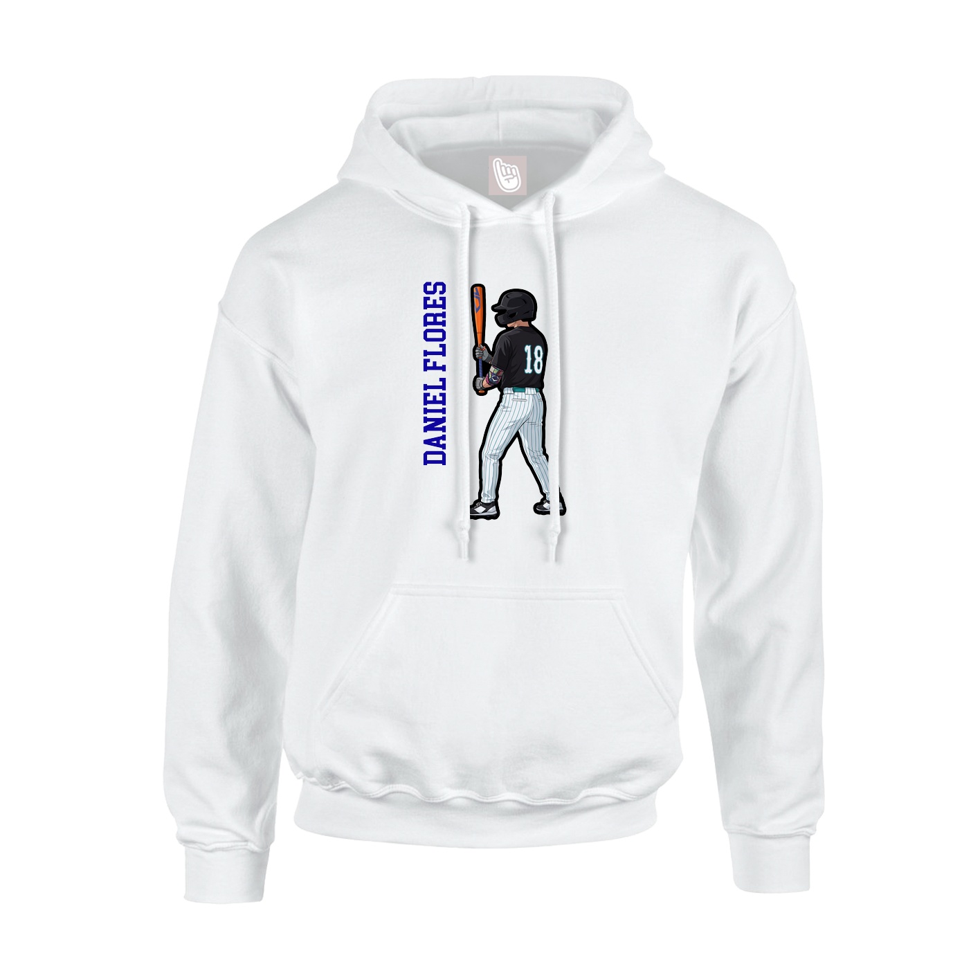 Youth Hoodie — Name Vertical in White