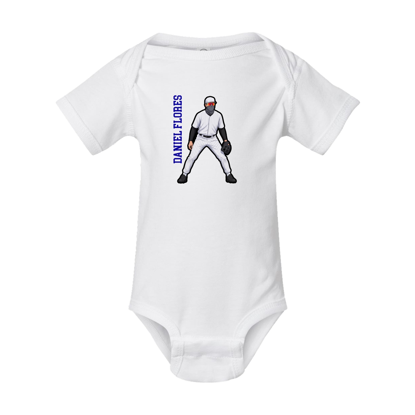 Baby Onesie — Name Vertical in White