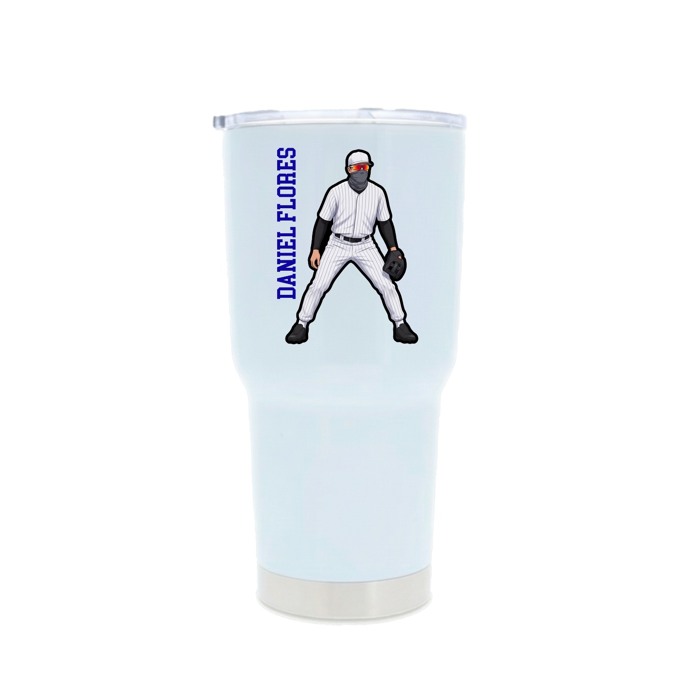 30oz Stainless Steel Tumbler — Name Vertical in White
