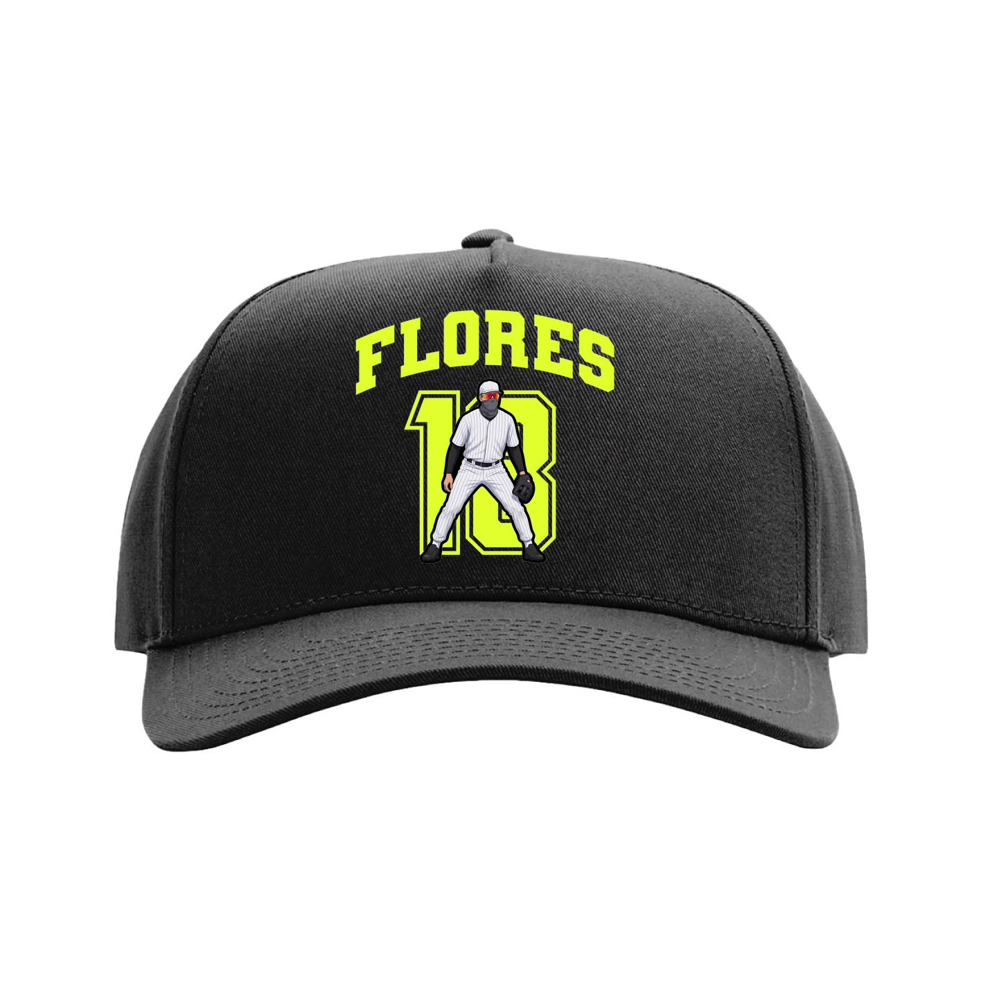 Full Fabric Five-Panel Champ Cap — Number in Black