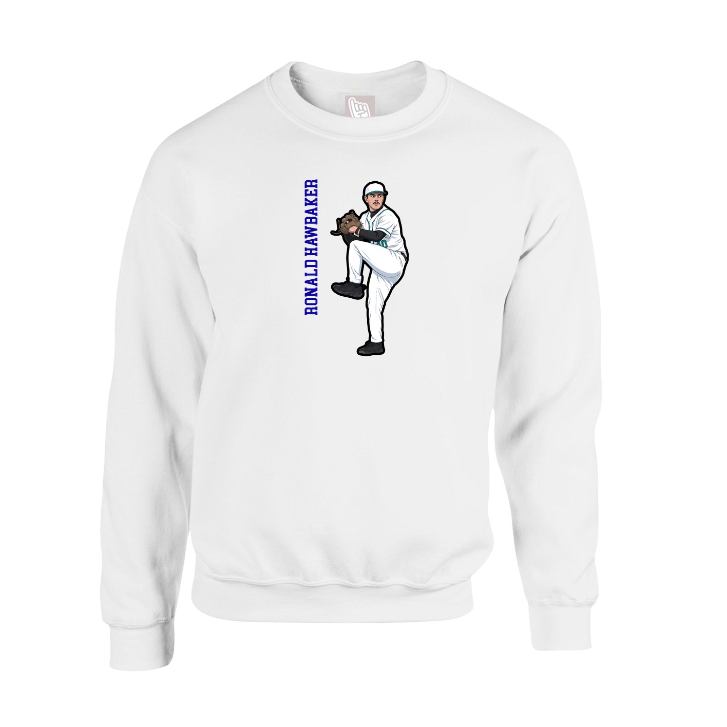 Fleece Crew — Name Vertical in White