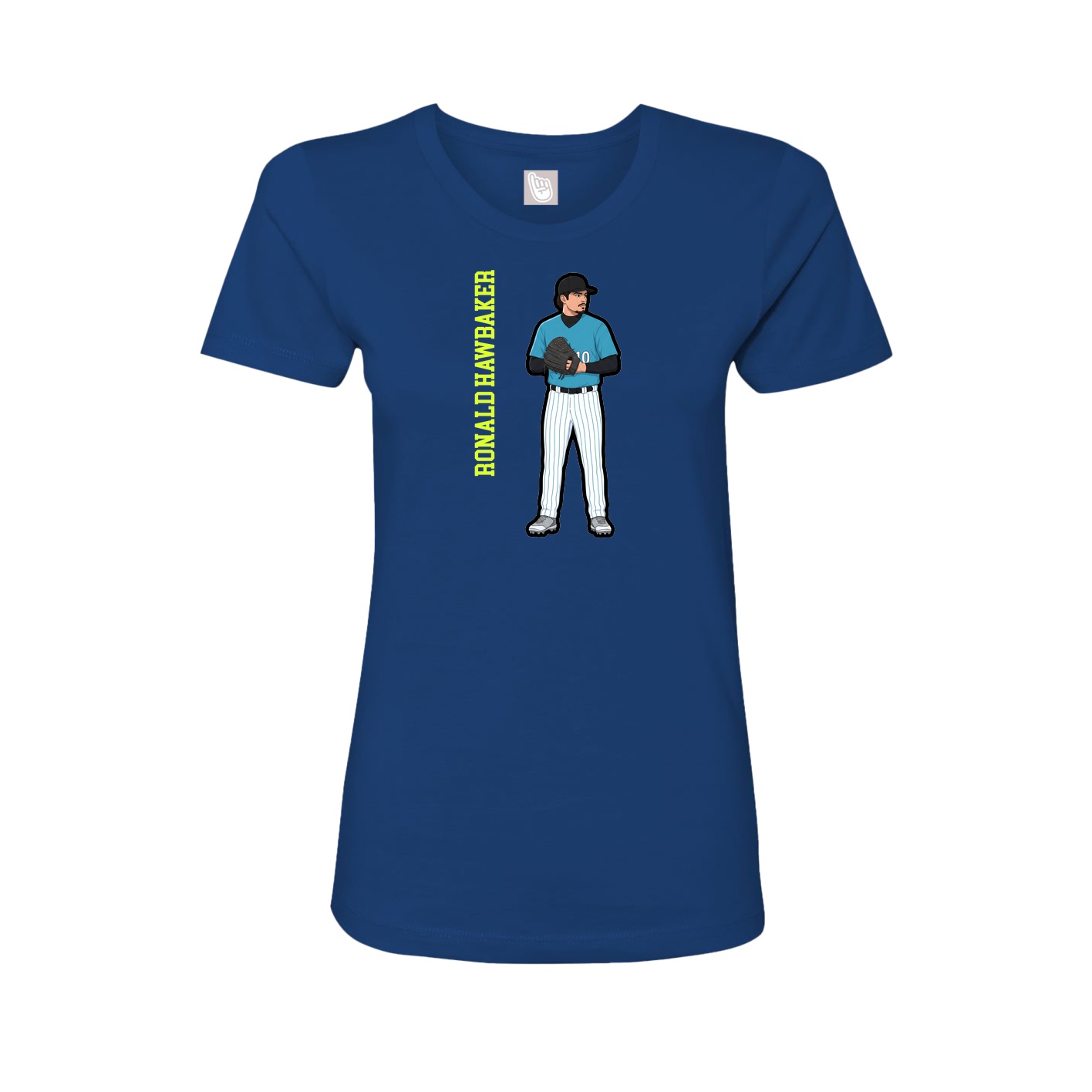 Fitted Women's Tee — Name Vertical in Royal