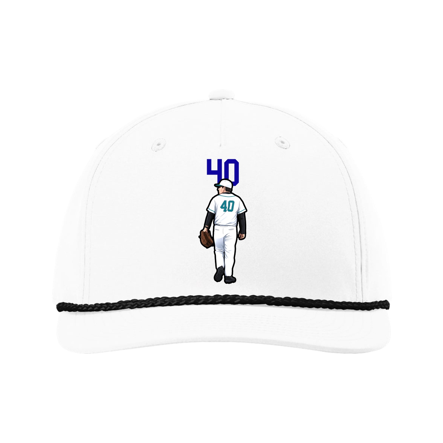 Five-Panel Classic Rope Cap — Number Top in White