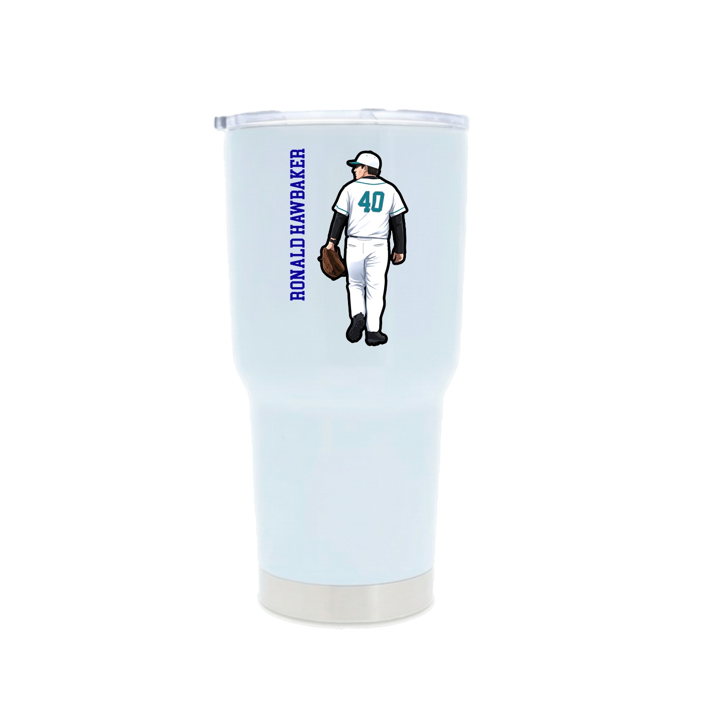 30oz Stainless Steel Tumbler — Name Vertical in White