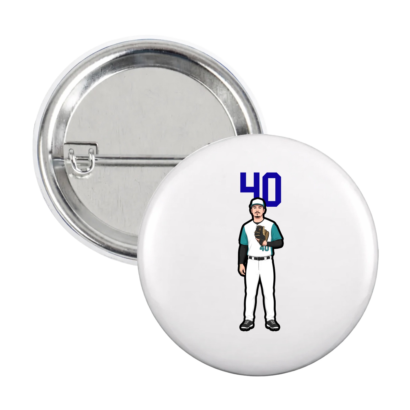 Game Day Button — Number Top in White
