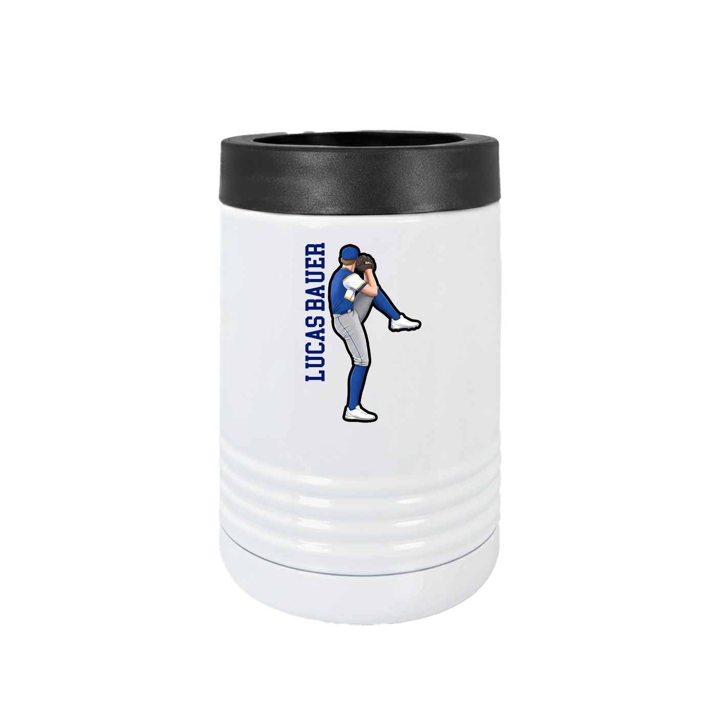 Beverage Holder — Name Vertical in White
