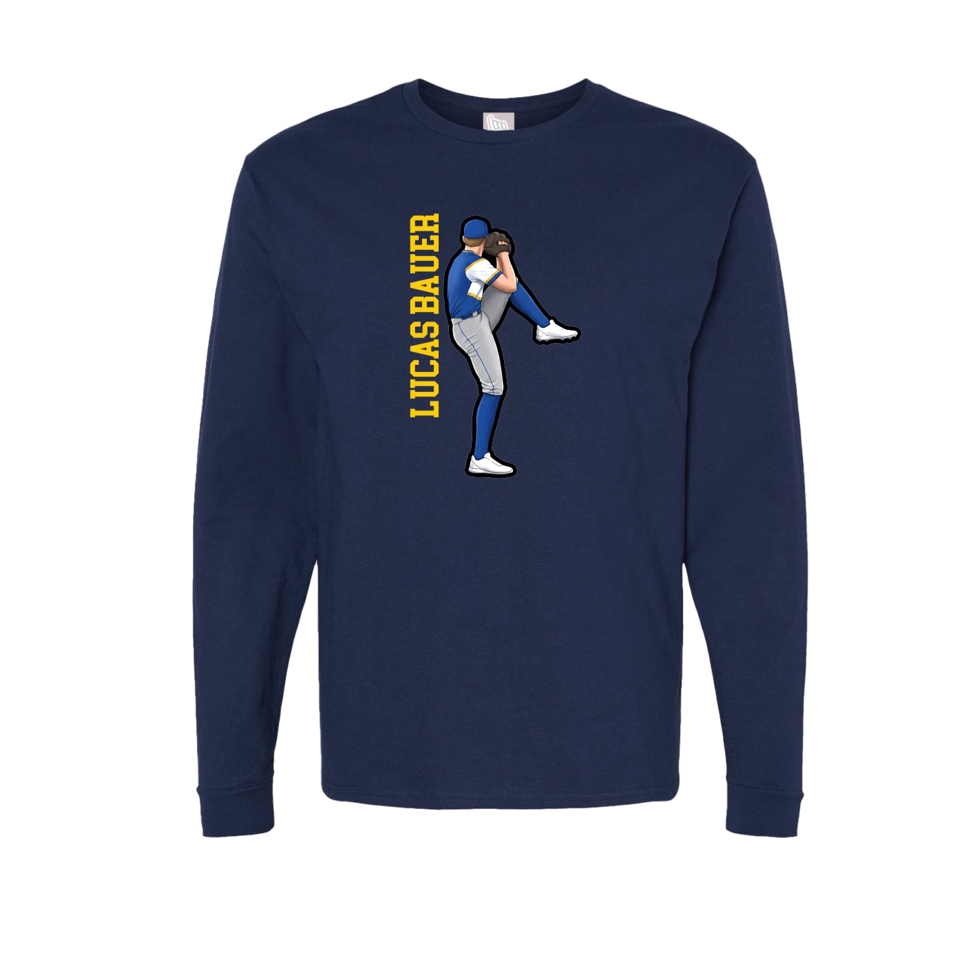 Long Sleeve Tee — Name Vertical in Navy