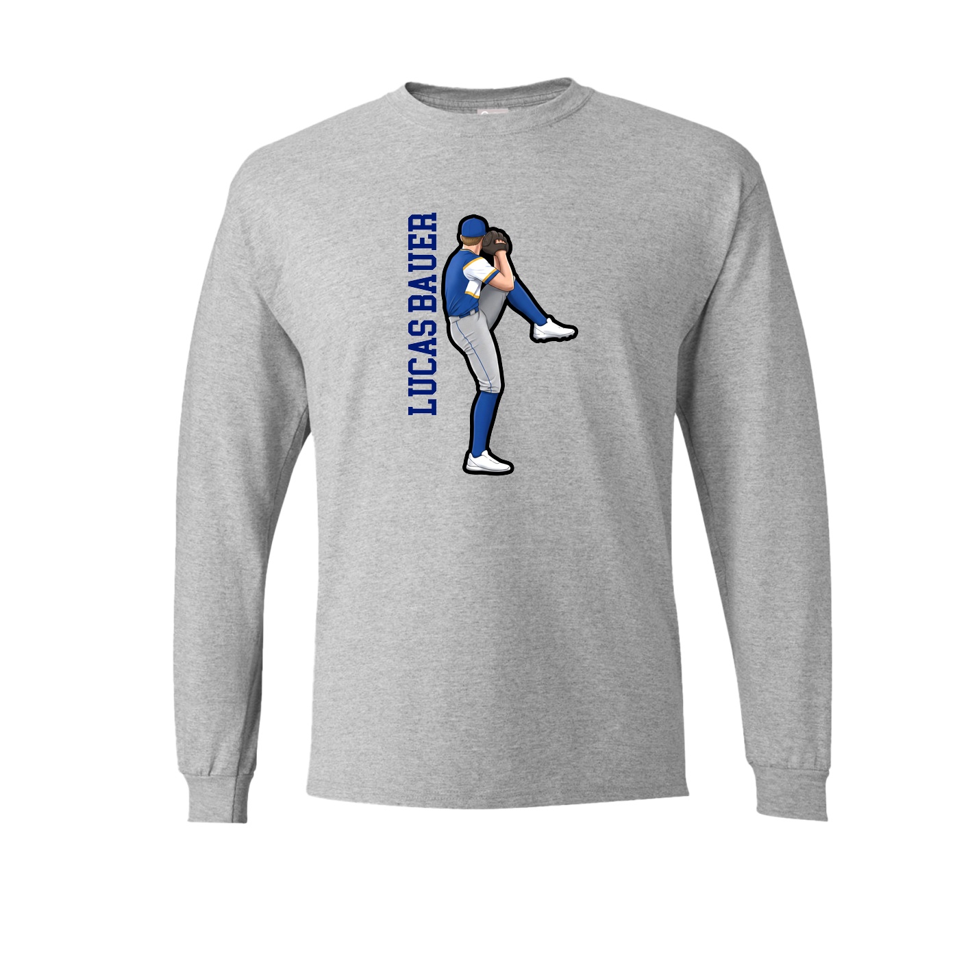 Long Sleeve Tee — Name Vertical in Grey