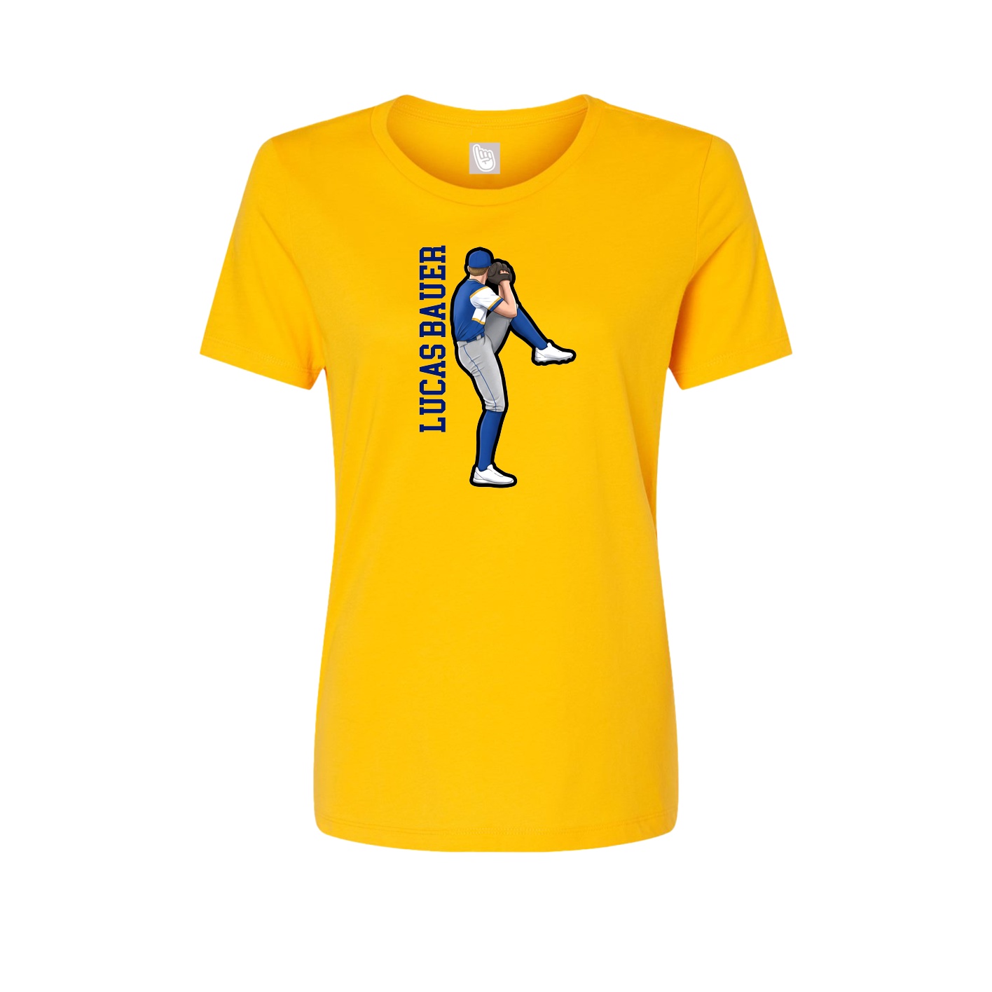 Womens Tee — Name Vertical in Gold