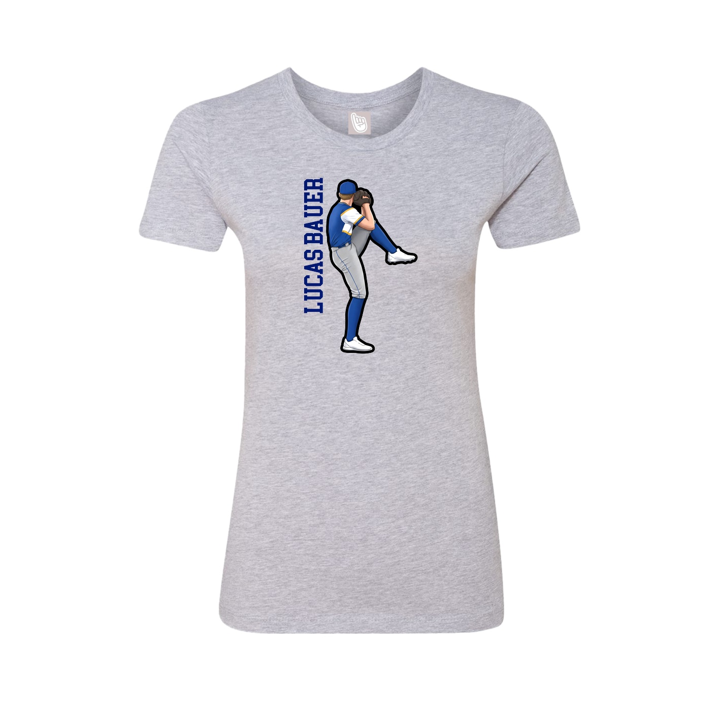 Womens Tee — Name Vertical in Grey