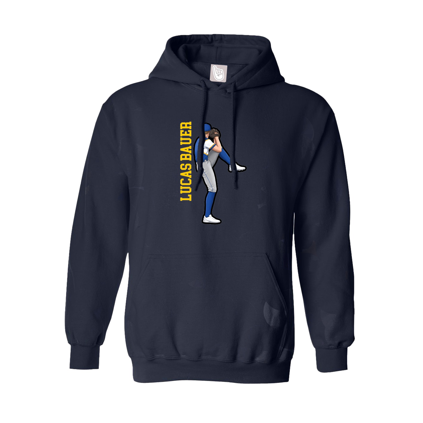 Hoodie — Name Vertical in Navy