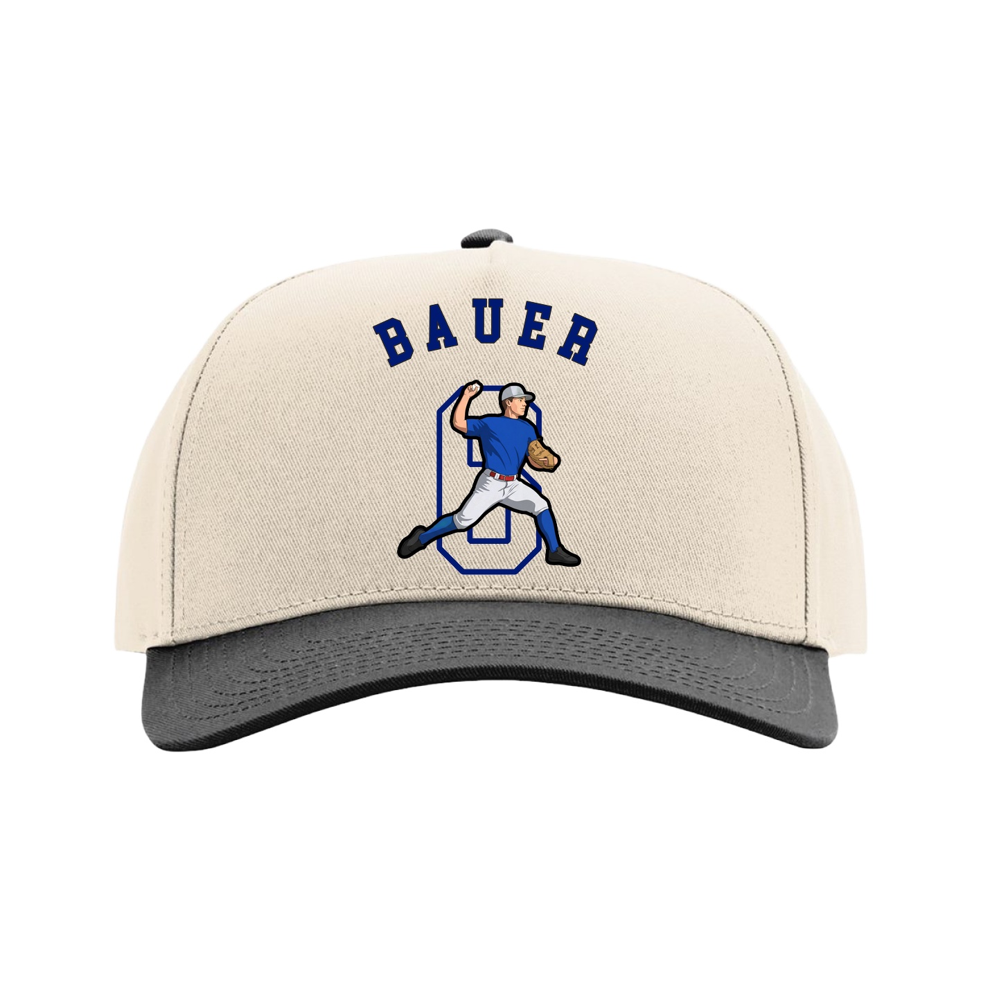 Full Fabric Five-Panel Champ Cap — Shirsey Arch in Cream/Black