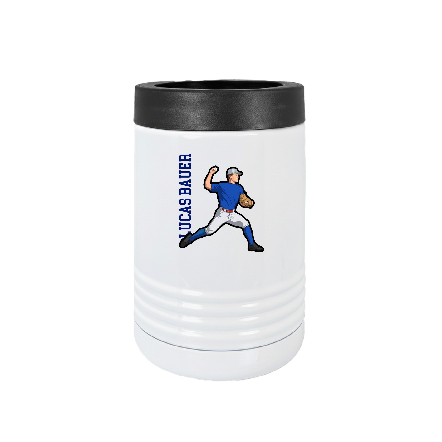 Beverage Holder — Name Vertical in White