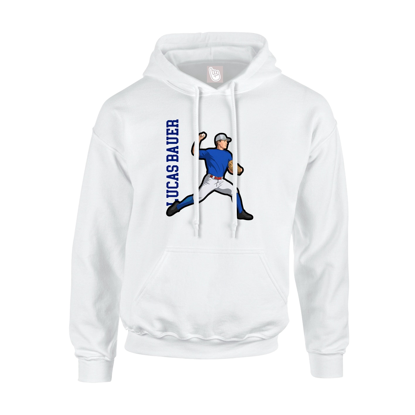 Youth Hoodie — Name Vertical in White