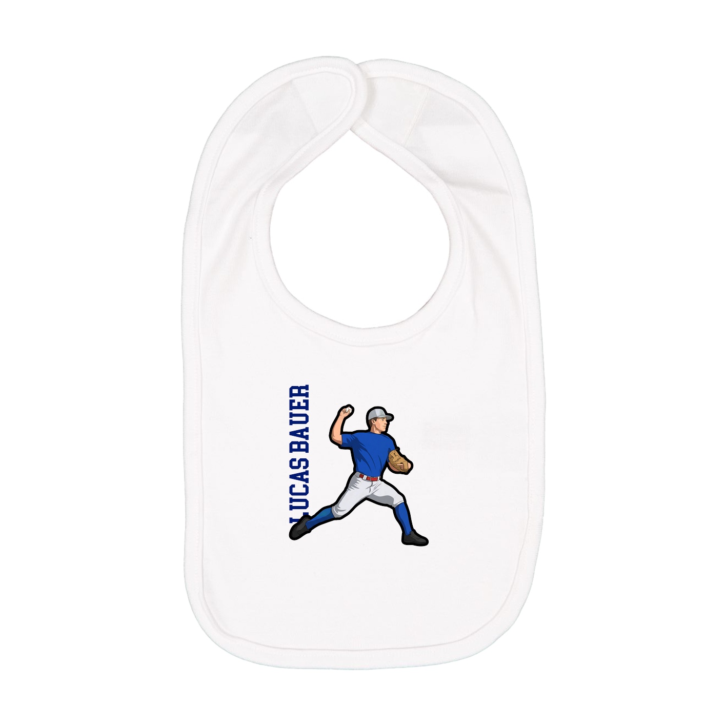 Infant Bib — Name Vertical in White