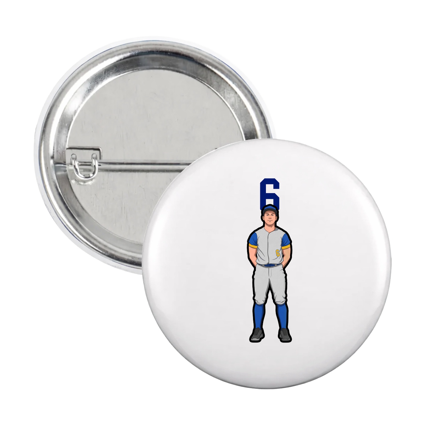 Game Day Button — Number Top in White