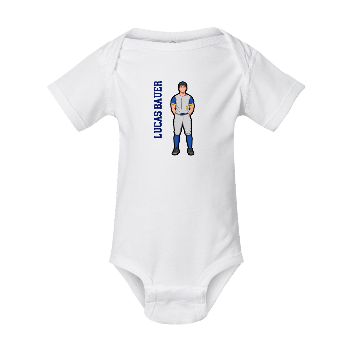 Baby Onesie — Name Vertical in White