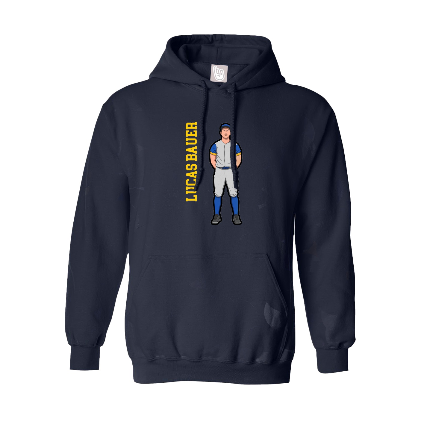 Hoodie — Name Vertical in Navy