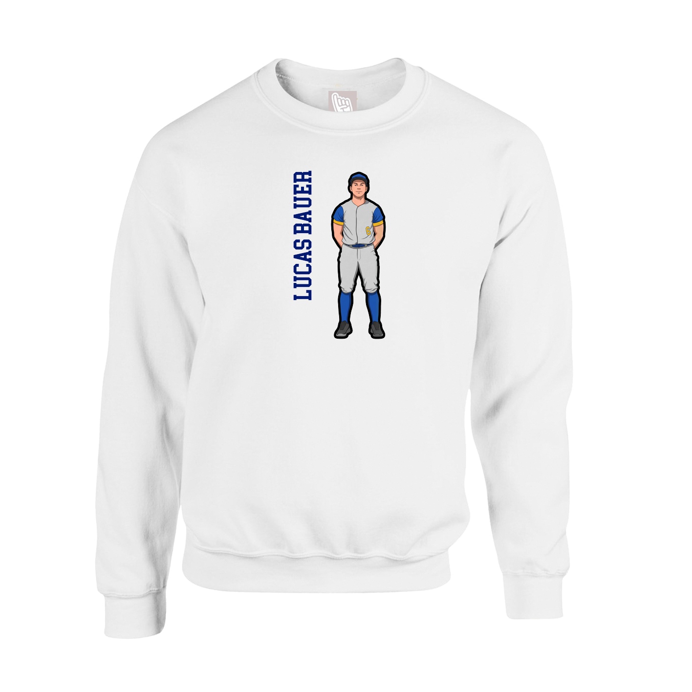 Fleece Crew — Name Vertical in White